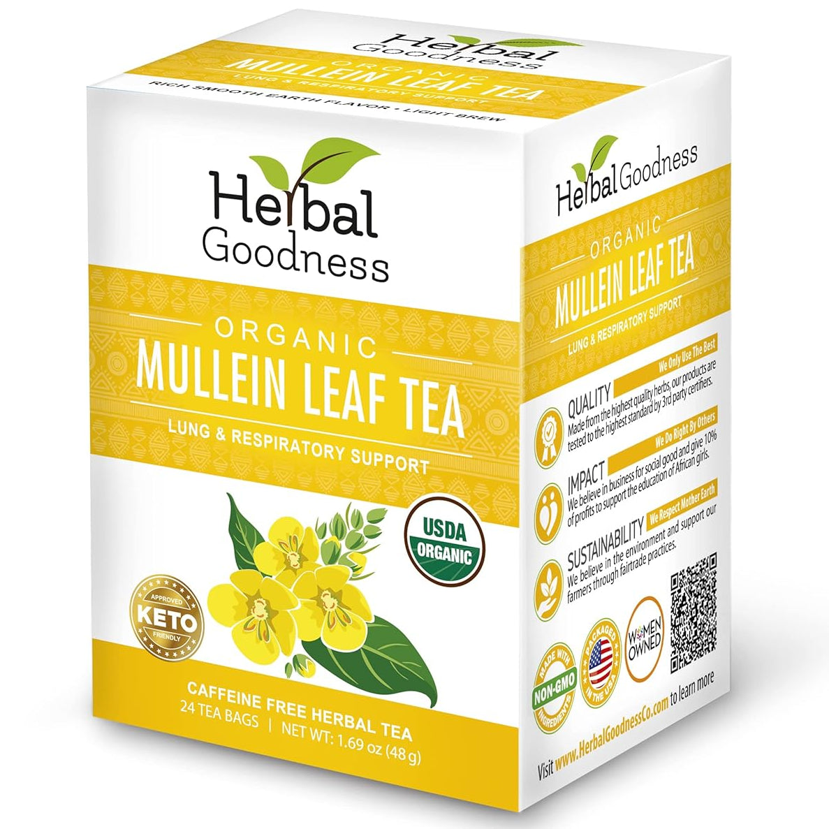 Herbal Goodness Mullein Leaf Tea - Organic Tea Bags (24 Count