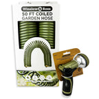 50 FT Coiled Garden Hose with 9-Pattern Spray Nozzle Set | Winslow & Ross