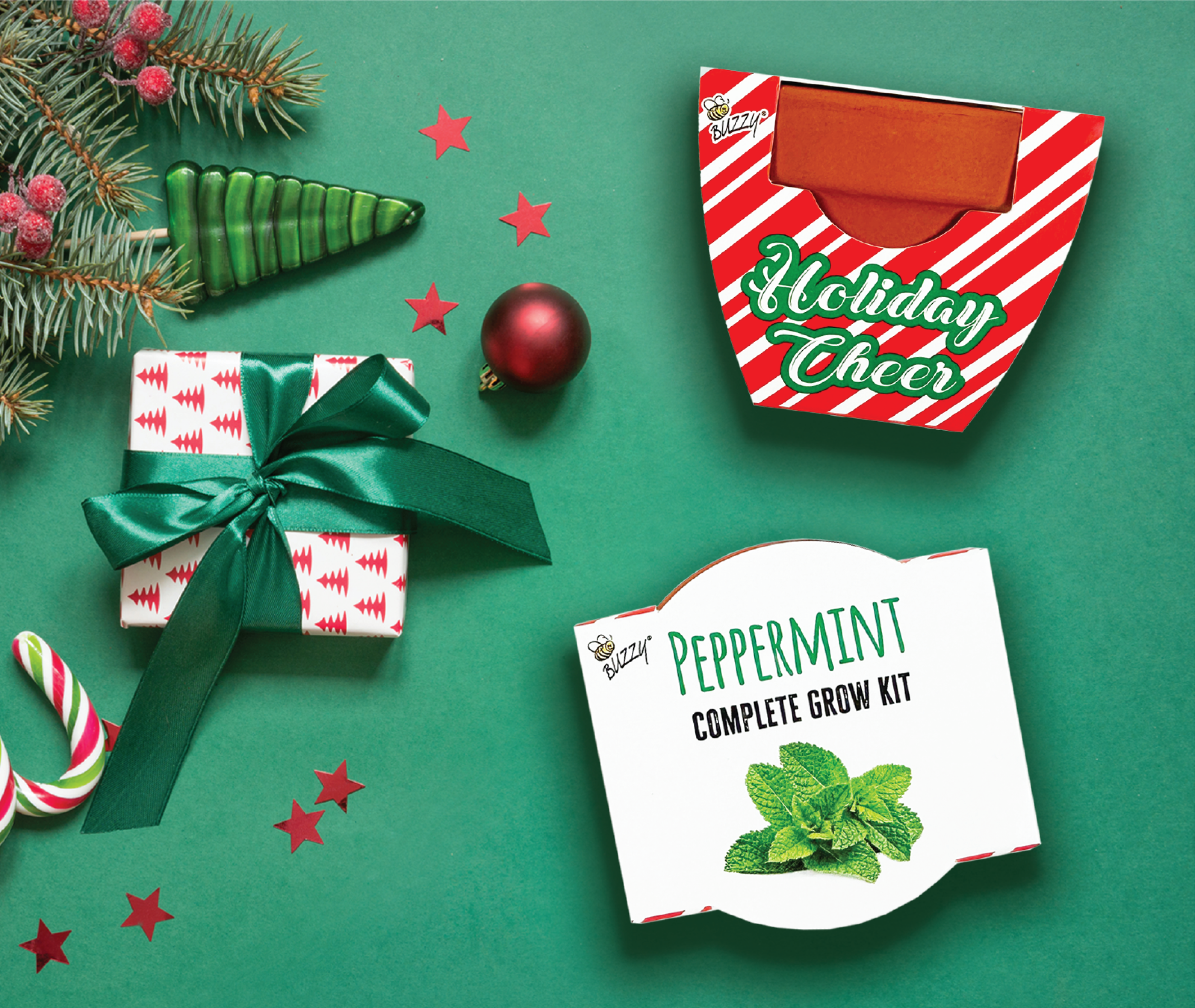 Candy Cane Peppermint Grow Kit | Mini pot + Growing medium + Seeds