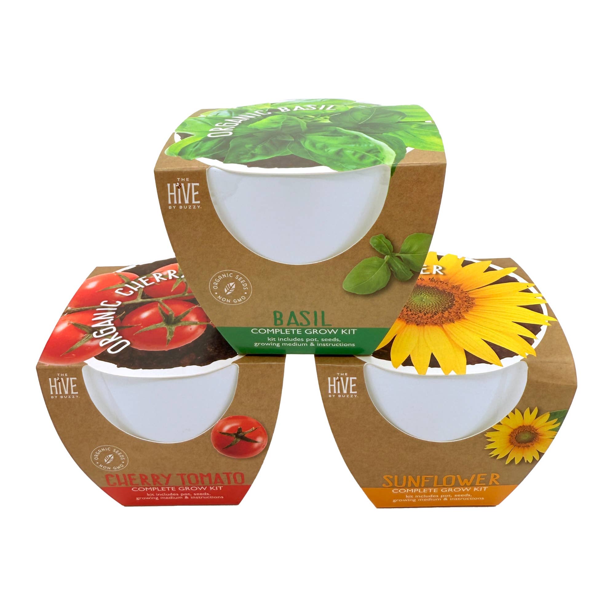 Indoor Growing Kit | Tomato, Basil or Sunflower | Ceramic pot + Growing medium + Seeds