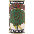 Canister labeled 'Heirloom Apple Tree Grow Kit' with an illustration of an apple tree on a white background.