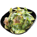 A bowl of fresh salad containing cherry tomatoes, cucumber slices, red onion, radish, and mixed leafy greens, viewed from above.