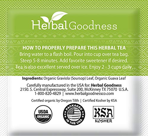 Herbal Goodness Soursop Leaf Tea - Organic Leaf Tea Bags (24 Count)
