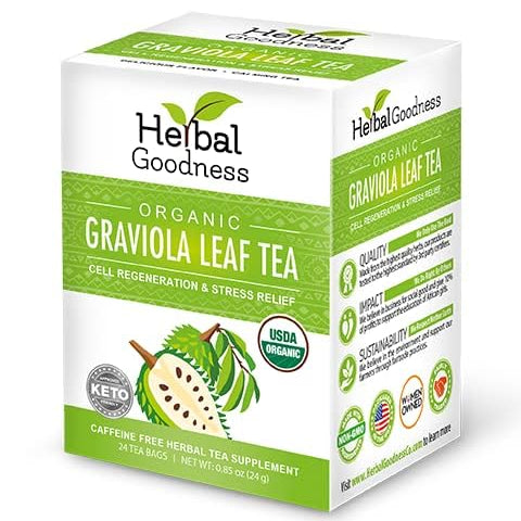 Herbal Goodness Soursop Leaf Tea - Organic Leaf Tea Bags (24 Count)