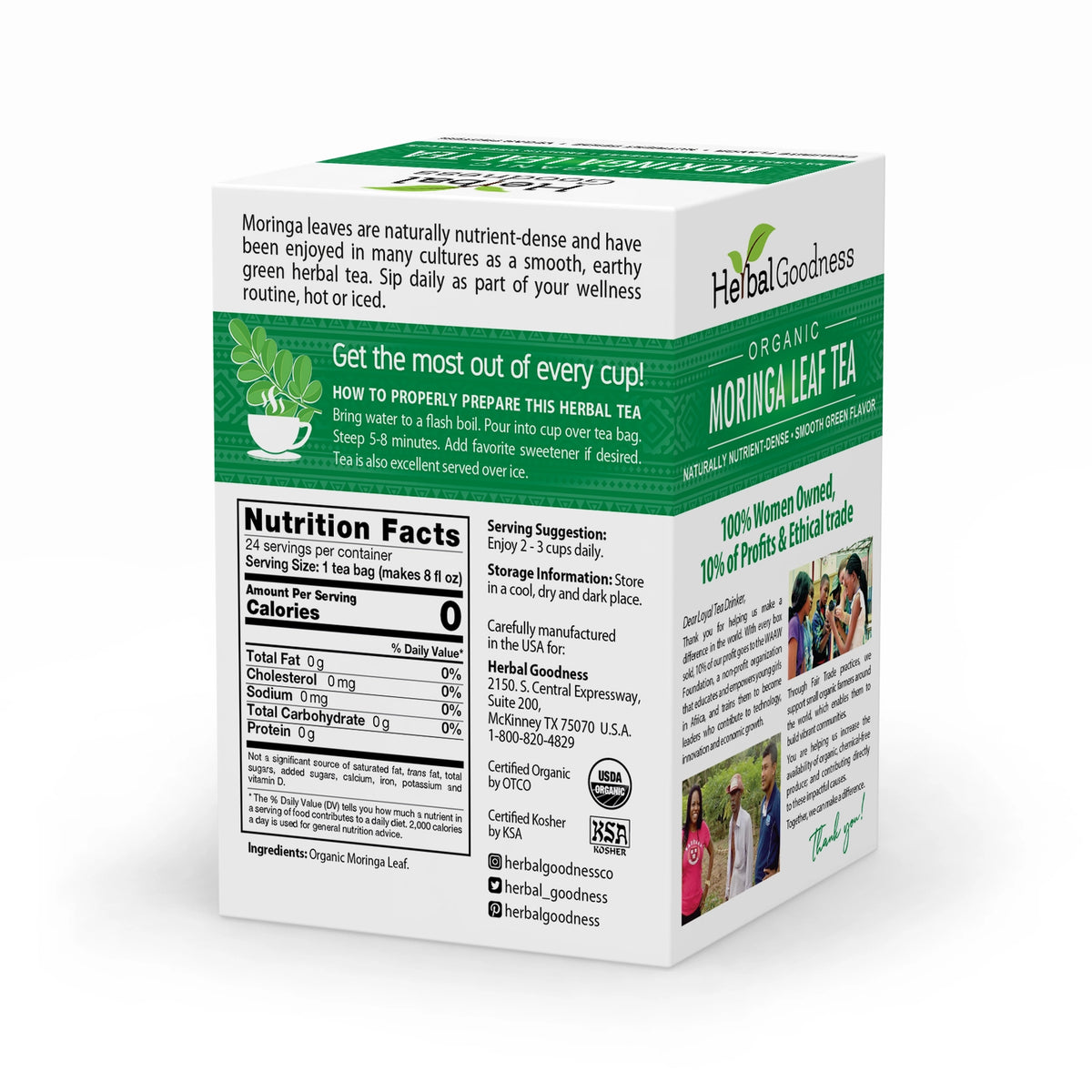 Herbal Goodness Moringa Leaf Tea - Organic Tea Bags (24 Count) (Copy)