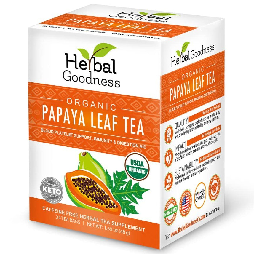 Herbal Goodness Papaya Leaf Tea - Organic Tea Bags (24 Count)