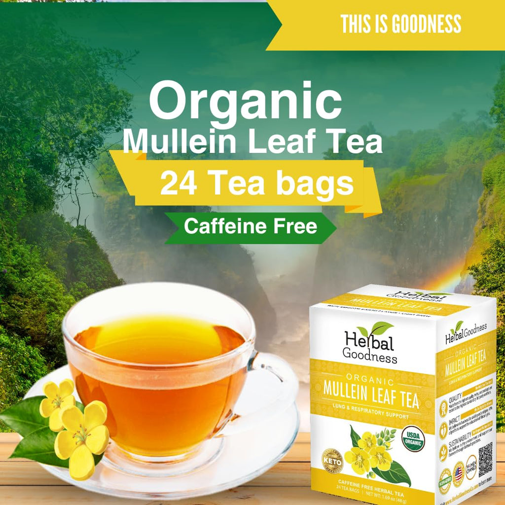 Herbal Goodness Mullein Leaf Tea - Organic Tea Bags (24 Count)