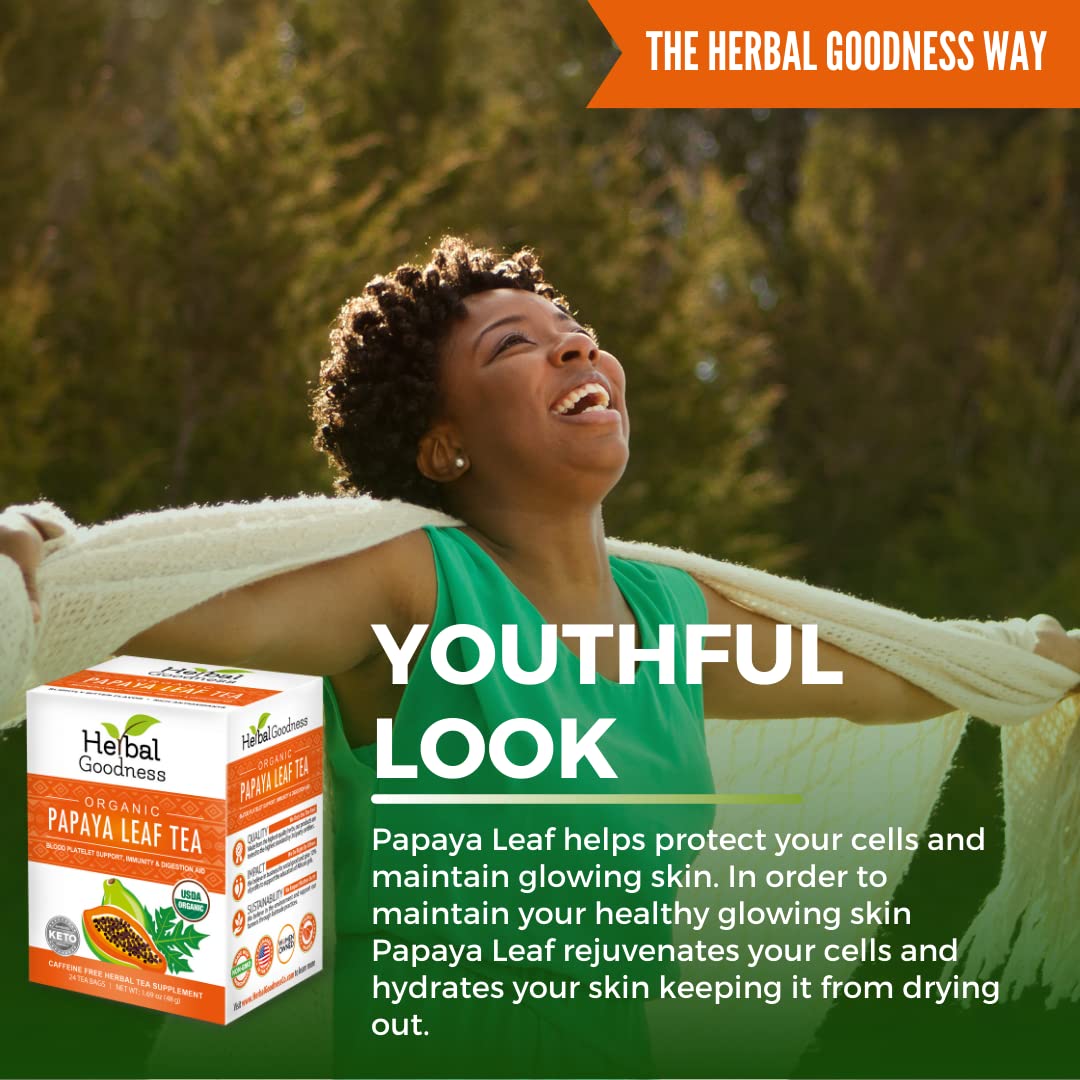 Herbal Goodness Papaya Leaf Tea - Organic Tea Bags (24 Count)