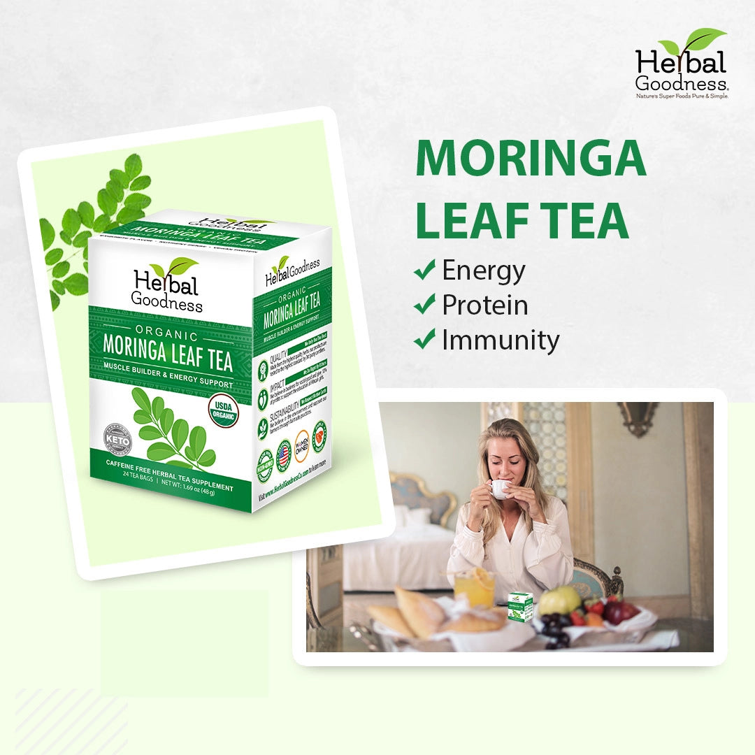 Herbal Goodness Moringa Leaf Tea - Organic Tea Bags (24 Count) (Copy)
