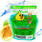 Wellspring Gardens Fig Fuel Fertilizer, a 2 lb water-soluble plant food (20-20-20), comes in bright green-orange packaging with a cartoon fig and imagery of figs and blue splashes—perfect for fruiting fig trees.