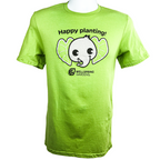 The Elepaio Elephant 'Happy planting!' T-shirt from Wellspring Gardens features a cheerful cartoon elephant with leafy ears, the motto "Happy planting!" above, and Wellspring Gardens logo—ideal as a gardening mascot or unique gift.