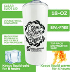 The Wellspring Gardens Live Coffee Plant + 'I Grow My Own Coffee' 18-oz Tumbler Gift Set features a Coffea Arabica plant and a white insulated tumbler with design, clear slide lid, BPA-free polypropylene; keeps drinks cold 8 hrs/warm 4 hrs.